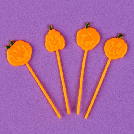 Pumpkin skewers, 12 pieces in a set, orange color