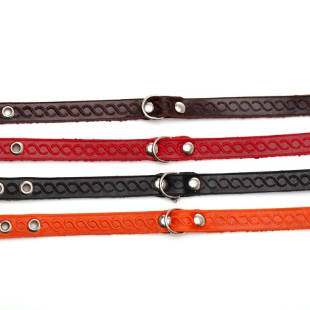 Collar of a single-layer leather unsyted, 1.2 cm, Osh 20-26 cm, mix of colors and types-9
