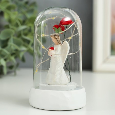 Souvenir Polystone Light "Angel with red roses" MIX 6x6x9.5 cm-5