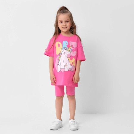 T -shirt Children's KAFTAN "Unicorn", p. 32 (110-116 cm), bright pink-1