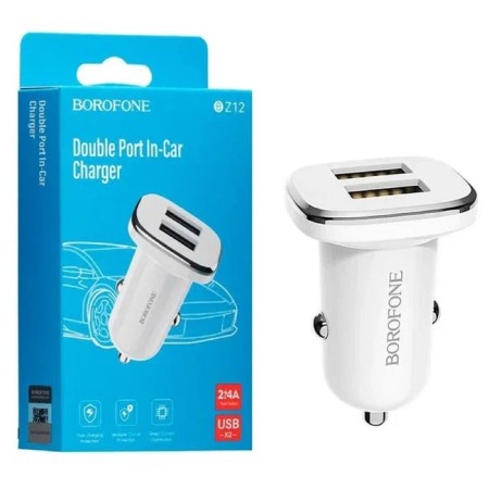 Car charger Borofone BZ12, 2XUSB, 2.4 A, white-2
