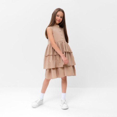 Платье для девочки MINAKU: Cotton collection цвет бежевый, р-р 134-4