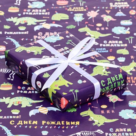 Paper packaging, glossy "dinosaurus", 70 x 100 cm, 1 sheet-2