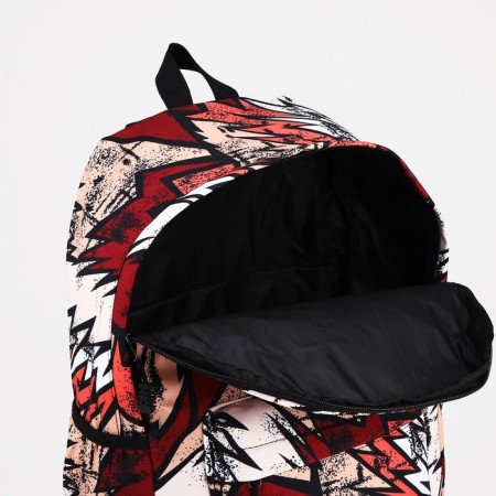 School backpack of textiles on lightning, 3 pockets, brown color-5