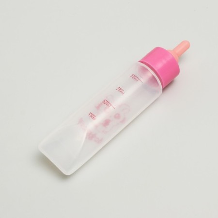 A bottle for feeding rodents 30 ml with silicone nipple (short nose), pink-2