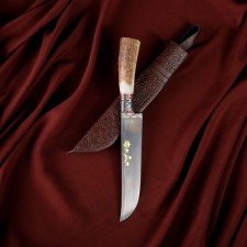 Knife Pchak Sharhon, handle from a horn of a small roar, a guard with an engraving