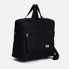 Road bag on wheels, a lightning department, with an increase, an outer pocket, a long belt, black color is black