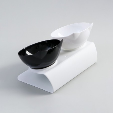 Plastic bowls on a white stand 27.5 x 14 x 15 cm black/white-3