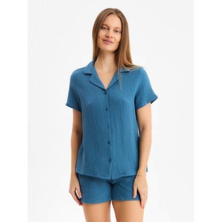 Комплект женский (рубашка, шорты) KAFTAN Basic р. 48-50 синий