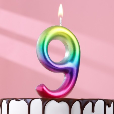 Candle in the cake "Watercolor", number 9, 9 cm, giant