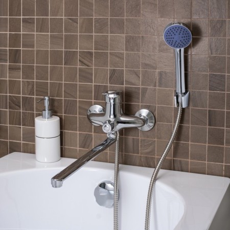 Bath mixer "RMS" SL52-006E-3, pour 350 mm, shower set, zinc, chrome-2