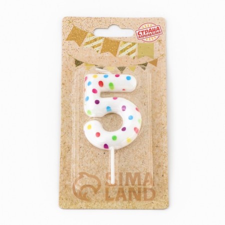 Candle in a cake for Birthday "Color Confetti", number "5", 5.5 cm-2