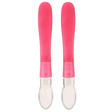 Set of children's silicone spoons, pink color-1