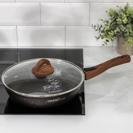 Granit Ultra pan, d = 26 cm, glass cover, anti -stick coating, removable handle-5