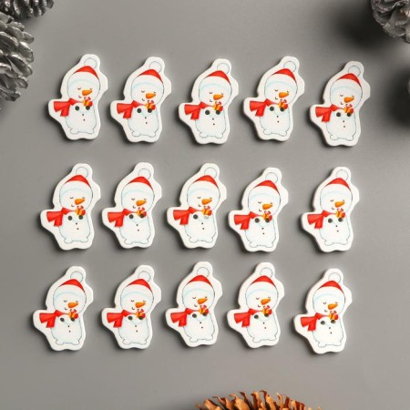A set of buttons for creativity wood "Snowman with a gift" set of 15 pcs 3.5x2.5 cm-1