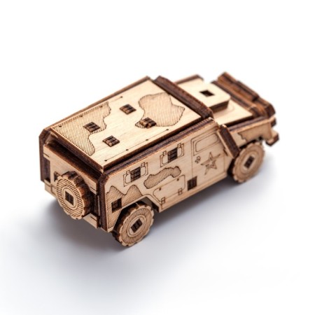 Wooden designer, prefabricated model "armored vehicle"-4