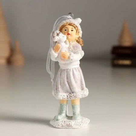 Souvenir Polystone Suspension "Baby with a favorite in a hat" 4x4x10.5 cm-3