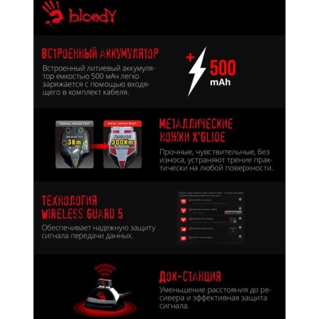 Mouse A4Tech Bloody R80 Plus Skull black/Optical drawing (5000dpi) Wireless USB (7BU 102939-2