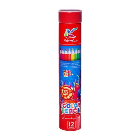 Pencils 12 colors, in a tube metal, triangular, wooden, sea inhabitants, mix-7