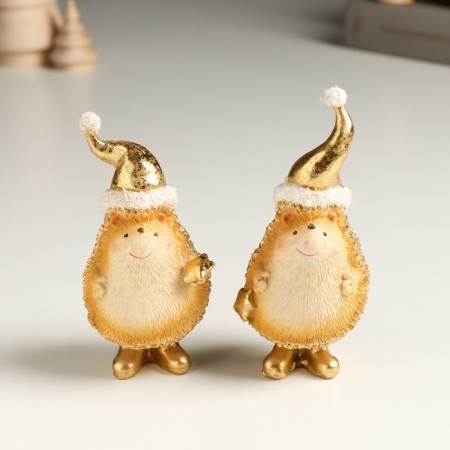 Polystone souvenir "Golden Hedgehog in the New Year's cap, with an asterisk" mix 4.5x5x11 cm