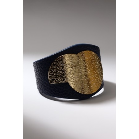 Bracelet skin casual, dark blue color in gold l = 22-1