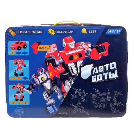 Design machine "Mega Robot", 3 in 1, with a light screwdriver, works from batteries-12