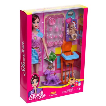 Model doll "Beloved Mom" ​​with a baby, a chair and accessories, a mix-5