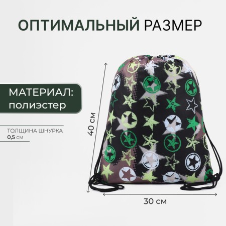 A bag for shoes on a lace, "ZFTS", a reflective strip, black/green color-1