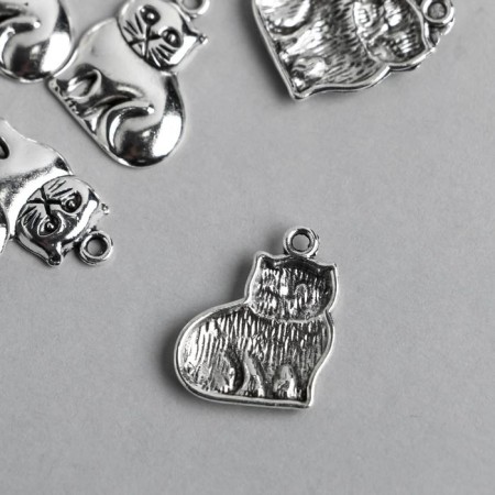 Decor Metal for creativity "Cat" silver 7040 1.9x1.5 cm-1