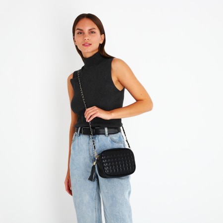 Bag Cross-Bodi with a zipper, black color-7