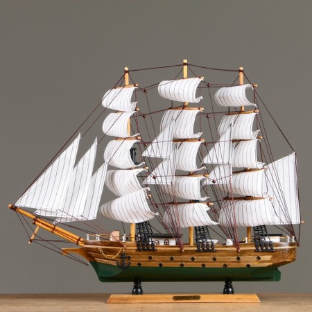 Ship "Odyssey" with white sails, green-brown corps, 58*8*48cm