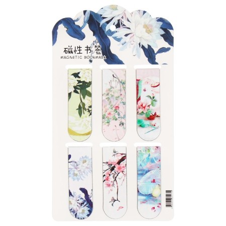 A set of magnetic bookmark for books Calligrata 6 pieces, "Flowers", mix-2