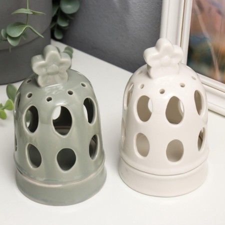 Candlestick ceramics 1 candle "Cell with flower" MIX 14x8x8 cm-1