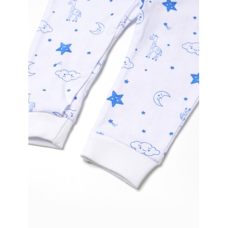 Children's overalls with open legs "Giraffes", white/blue color, height 74-3