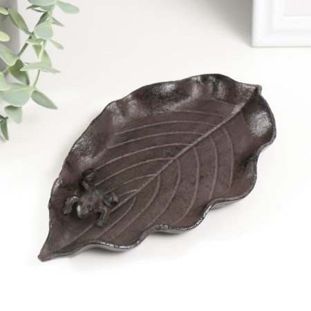Souvenir cast iron stand "Frog on the sheet" 1x19x11 cm-5