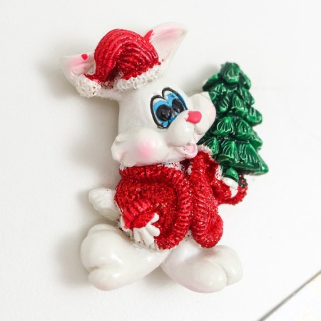 Magnet Polystone Bluest "White Rabbit in a fur coat and cap" mix 5.5x3.8 cm-3