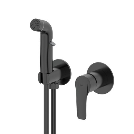 Hidden installation mixer with hygienic shower IDDIS RAY, black matte