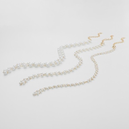 Beads with pearls "Olympia" trio, color gold, 45cm-1
