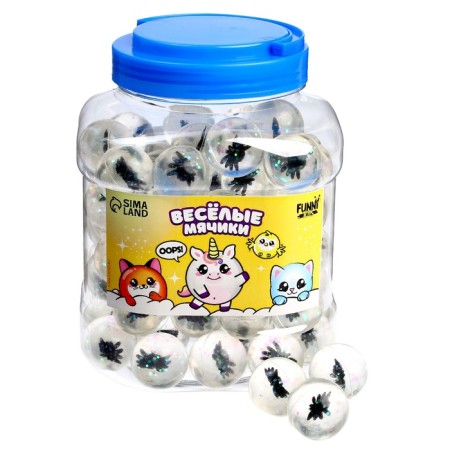 Rubber ball "spider", in a bank, transparent-1