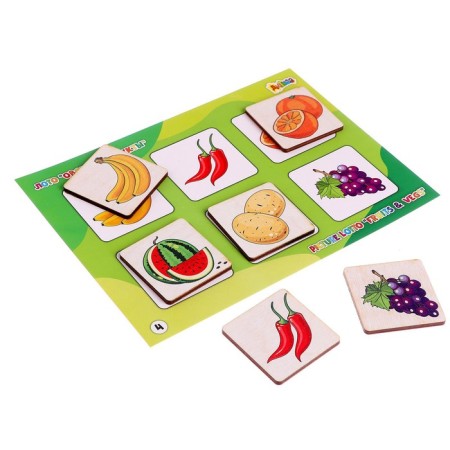 Loto large "vegetables and fruits" (48 wooden chips + 8 cards + bag)-3
