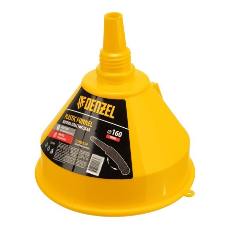 Plastic funnel Denzel, 160 mm with a metal sieve, impotion and flexible tip 9880-1