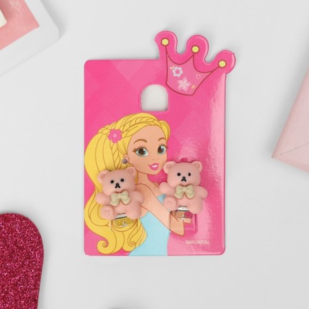 Clips children's "chosen" bear with a bow, pink color-3