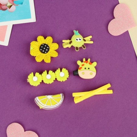 Hair set "Little Joy" (14 pcs) seven -color, yellow, mix-4