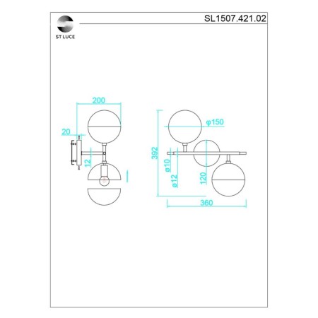 Sconces st. SL1507.421.02. Albero. 2x5 watts, G9, 4000K, 36x39.2 cm, black color-6