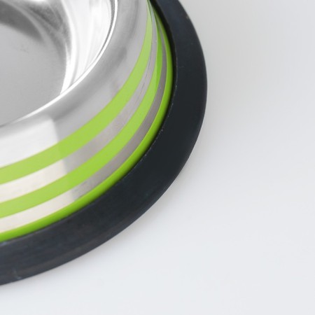 A bowl with a non -slip base with colored stripes, 230 ml, green-2