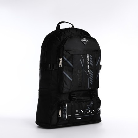 A backpack on a zipper with an increase, 65l, 4 outer pockets, black color-2