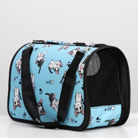 Bag - Animal Carrying "Playing Catets", Blue, Size M, 40 x 21 x 27 cm-2