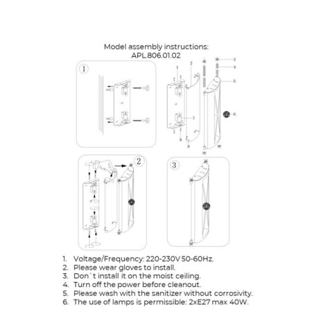 Wall lamp (sconces) zoe e27 80W-11