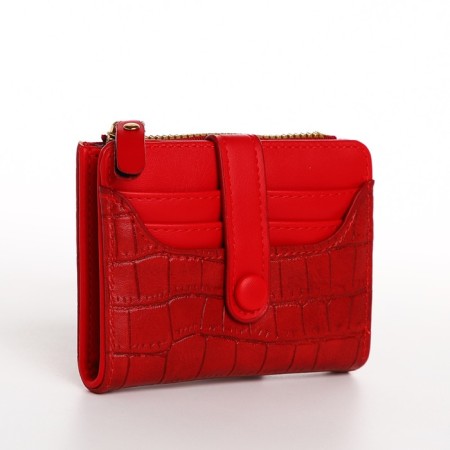 Women's wallet on the button, red color