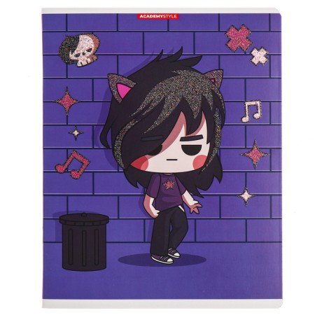 Notebook of 48 sheets in the cage "Girls Gotha", cover coated cardboard, glitter, mix-5